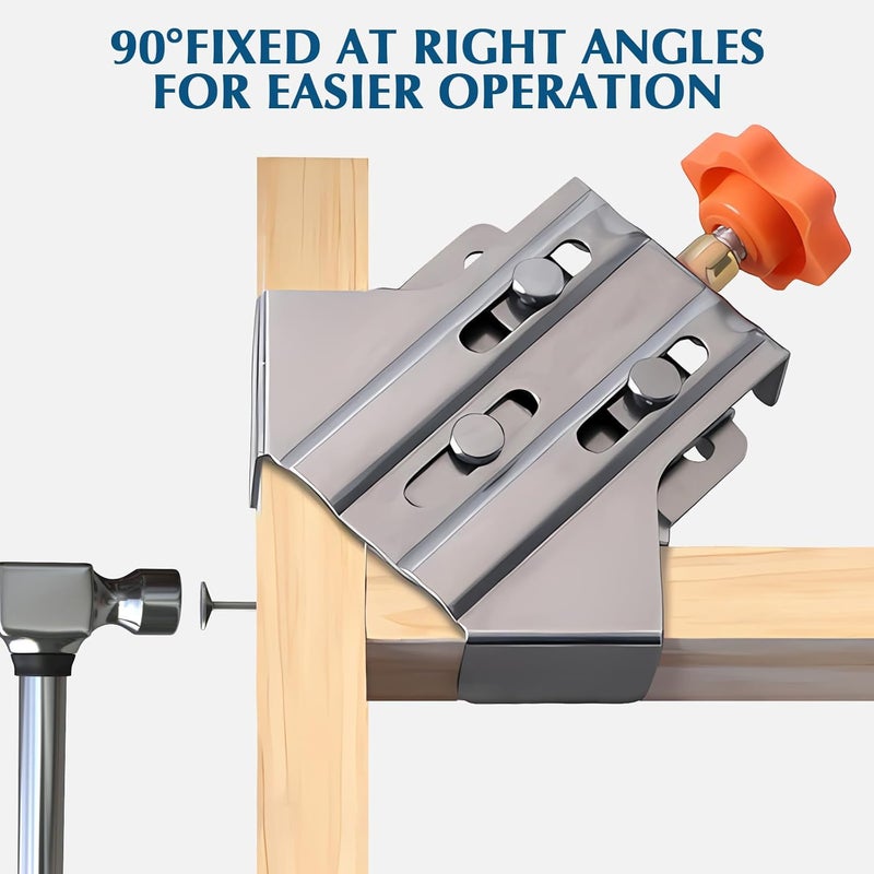Owfeel 4pcs Stainless Steel Right Corner Clamp,90 Degree Right Angle Clamp for Woodworking,Right Angle Clip Fixer,Single Handle Clamps for Woodworking, Photo Framing (Open) - Image 5